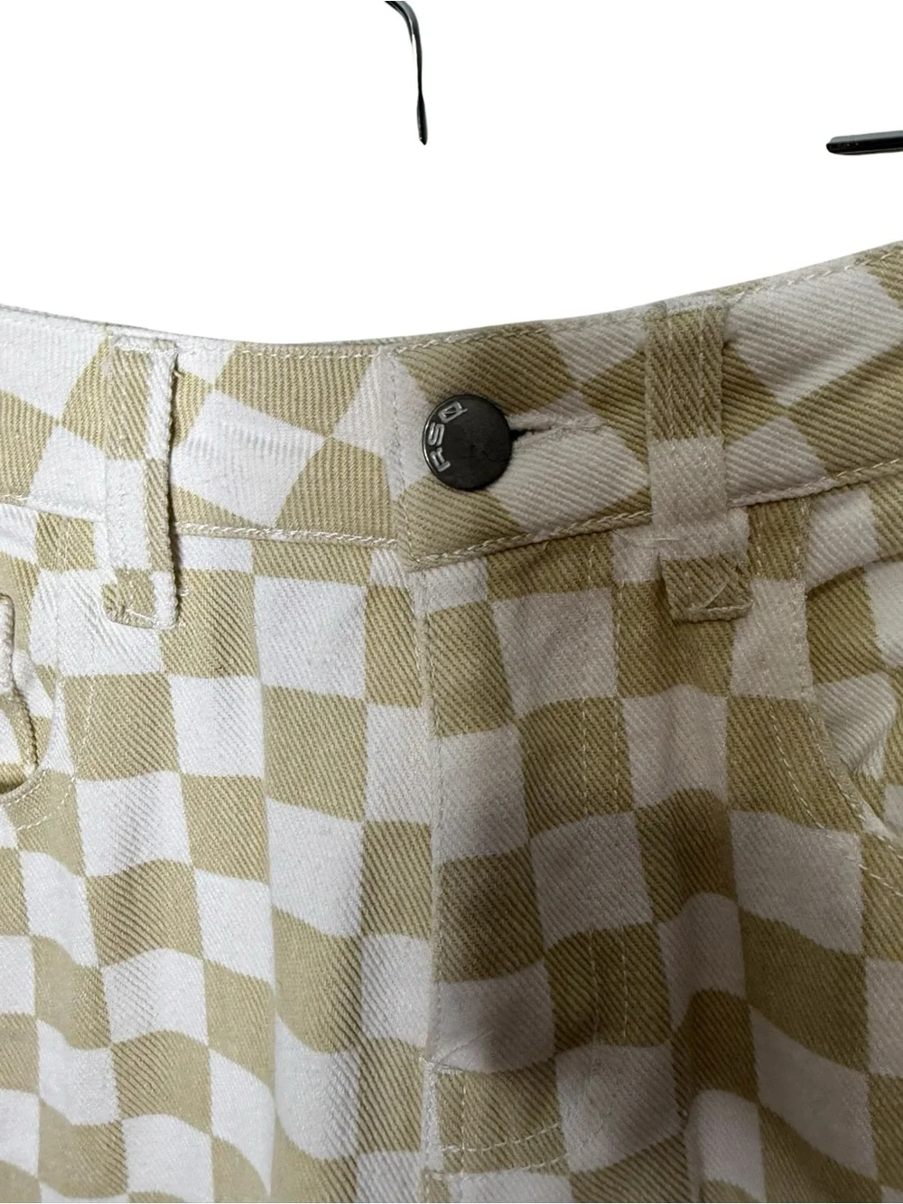 RSQ Cream & Tan Checkerboard High Rise Straight Leg Jeans Size 24